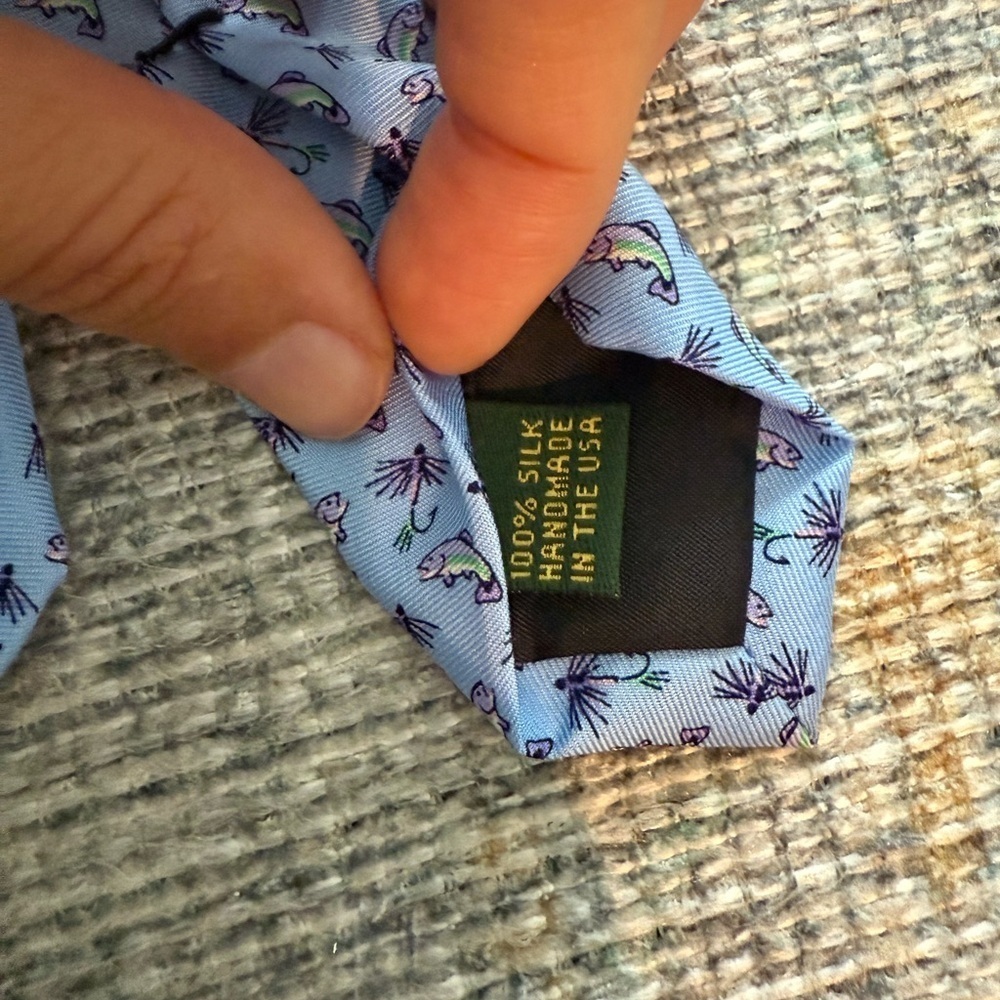 Bird Dog Bay Men’s NEW Gone Fishing Tie - Blue - Picture 5 of 7